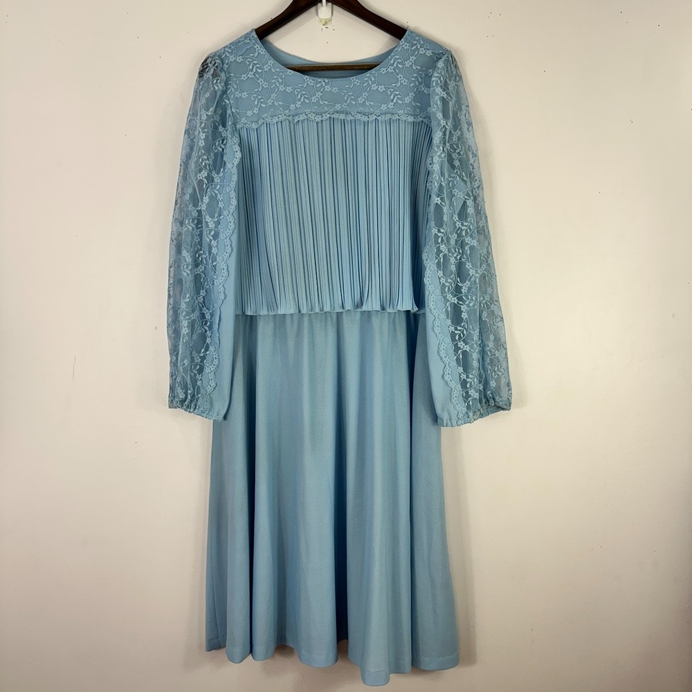 Sears Lace Dress 18 Union Made USA ILGWU Modest Cottagecore Prairie Vintage
